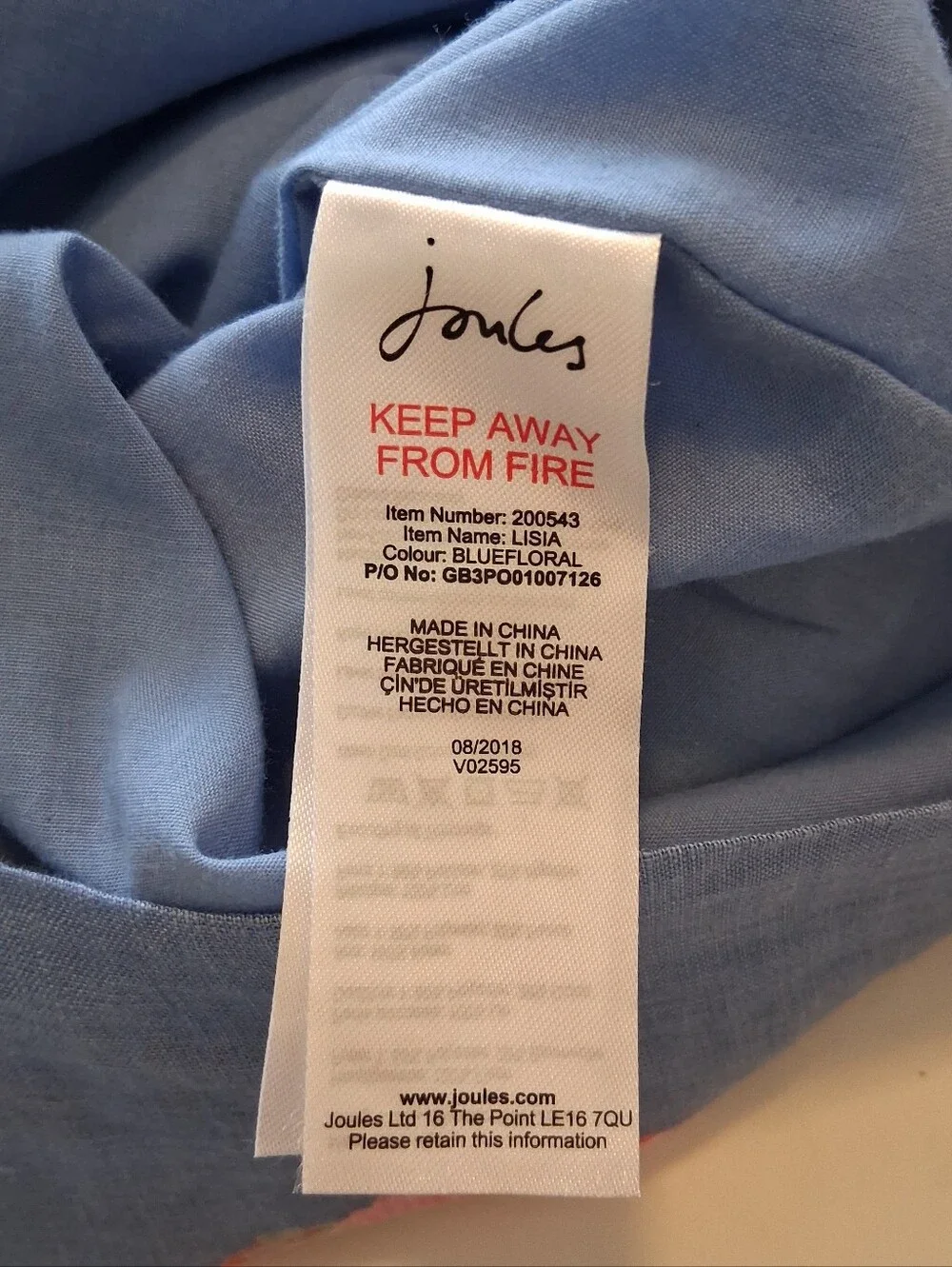 Joules Lisia Flax Linen Floral Print Sleeveless Dress Sz US 8 Blue Red